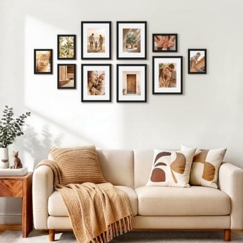 Vittanly 8.5x11 Picture Frames Set of 5, Wall or Tabletop Display, Black