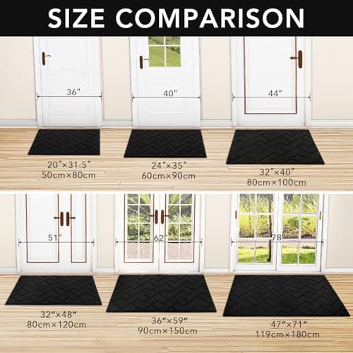 hicorfe Indoor Door Mat,Non Slip Door Mats,24"x35" Front Back Door Mat Rubber Backing,Absorbent Resist Dirt Entrance Inside Floor Mats for Entryway Washable Low-Profile(Black) — view 3