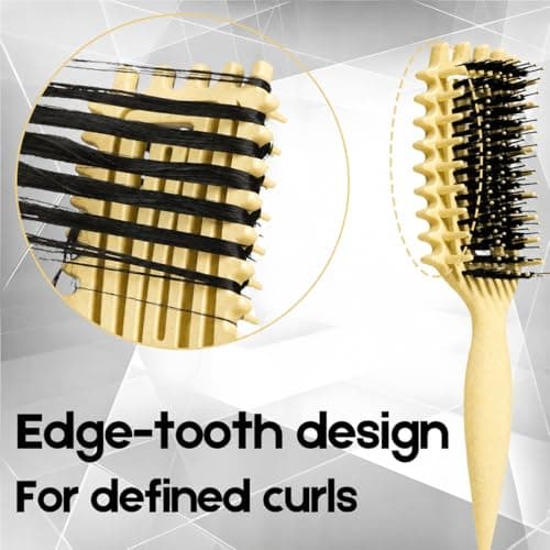 Curly Hair Brush Candybrush Curl Defining Brush for Detangling Shaping and Defining Curls for Women, Men, Wet & Dry Hair (Creamy Yellow) — view 2
