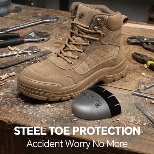 ANGRYRAM Steel Toe Boots for Men Women Lightweight Comfortable Steel Toe Shoes Puncture Proof Slip Resistant Construction Work Boots for Men Indestructible Safety Work Shoes — view 2