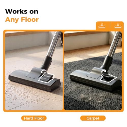 NEWBULIG Canister Vacuum Cleaners for Home, Strong Suction Bagless Vacuum Cleaner, 1000W 16Kpa for Hard Floor and Carpet, Retractable Cord,1.8L Large Dust Cup, Blue — view 3