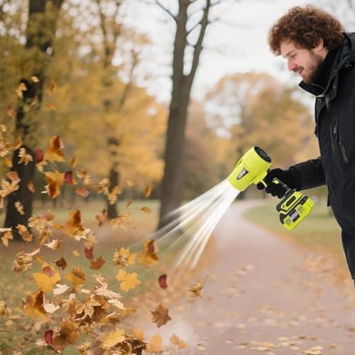 SEESE Turbo Jet Leaf Blower: Cordless Leaf Blower for Yard Leaves, Driveway Sand & Car Drying - 450 CFM High Speed with Ergonomic Handle for Easy Operation