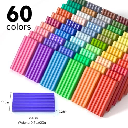 Shuttle Art Polymer Clay Kit, 60 Colors Oven Bake Clay for Kids, 19 Sculpting Tools, 16 Accessories, Non-Sticky, Non-Toxic DIY Crafts for Kids Adults