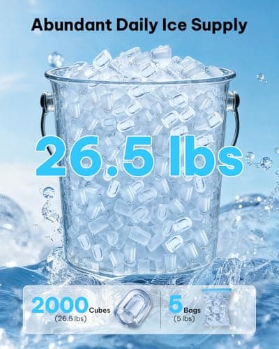Silonn Ice Maker Countertop, 8 Ice Cubes in 6 Mins, 26.5 lbs/24H, 2 Bullet Ice Sizes, Self-Cleaning Bullet Ice Maker, Portable Ice Machine for Kitchen, Party, Office, and RV Camping — view 4