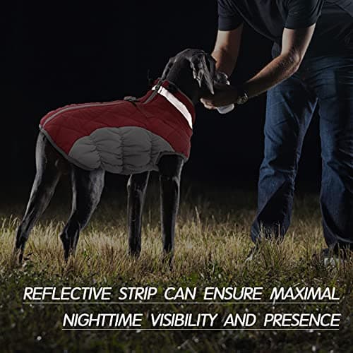 FUAMEY Dog Coat for Medium Dogs,Waterproof Dog Winter Jacket with Harness Built in Puppy Cold Weather Coats Reflective Pet Vest with Zipper Warm Fleece Dogs Snowsuit Windproof Red M — view 4