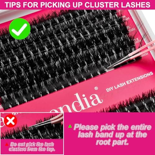 Fowendia Lash Clusters 80D 100D Fluffy Individual Lashes D Curl Cluster Eyelash Extensions 10-18mm Wispy DIY Lash Extension Thick Volume False Eyelashes Clusters for Beginners — view 3