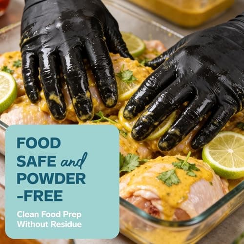 Gusto Black Nitrile Gloves [100 Count] Disposable Heavy Duty 6 Mil - Medium — view 3