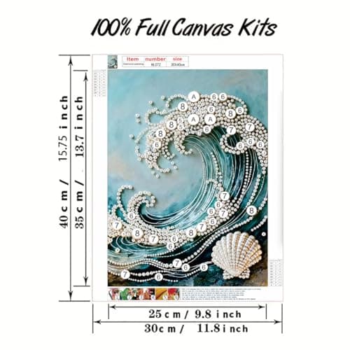 GEMFAMILY 5D Diamond Art Pearl Painting Kits for Adults,Special Shape Diamond Art Kits for Wave, DIY 3D Plastic Pearl Painting Kit for Home Wall Decoration 12 × 16 inch — view 5
