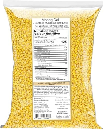 Rani Moong Dal (Split Mung Beans Without Skin) Lentils Indian 32oz (2lbs) 908g ~ All Natural | Gluten Friendly | Non-GMO | Vegan | Indian Origin