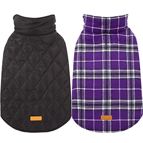Kuoser Waterproof Dog Coat, Reversible Dog Jacket for Large Dogs, Adjustable Durable Doggie Winter Coat for Groowing Puppies Warm Puppy Cold Weather Apparel, Purple 3XL