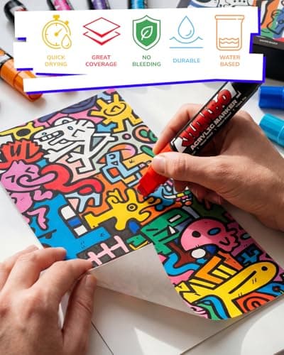 JusArt 14 Colors Jumbo Markers for Quick Bold Poster Banner Sign Lettering and Coloring, 15mm Wide Tip Acrylic Markers for Rock, Fabric, Ceramic, Metal, DIY Crafts — view 3