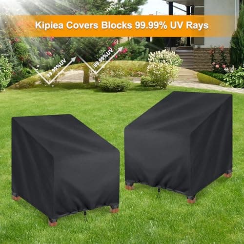 Kipiea 600D Patio Chair Covers Waterproof Winter 2 Pack - Heavy Duty Lawn Outdoor Furniture Chair Covers with Anti UV and No Tears, No Fading (33"W x 35"D x 31"H） — view 6