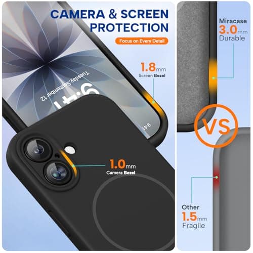 Miracase Magnetic for iPhone 17 Case, Compatible with MagSafe, Integrated Silicone Camera Control Cover, Shockproof Drop Protection Phone Case for 17,Black — view 2