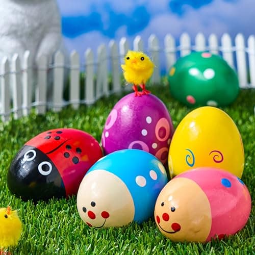 JOYIN 6 Packs Easter Wooden Egg Shakers Maracas Percussion Musical for Easter Basket Stuffer Filler, Classroom Prize Supplies, Musical Instrument, Basket Stuffers Fillers for Kids, Easter Hunt — view 5
