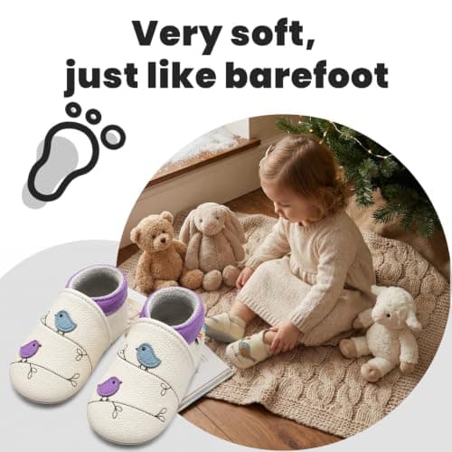Yalion Soft Sole Leather Baby Shoes First Walking Slippers Cartoon Birds Toddler Infant Shoes(12-18 Months,White) — view 4