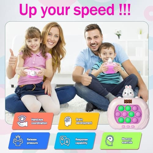 Blackma Fast Push Pop Game - Light Up Fidget Toy for Kids, Handheld Sensory Puzzle Game, Christmas & Birthday Gifts for 3-12 Year Old Boys & Girls (Rabbit) — view 3
