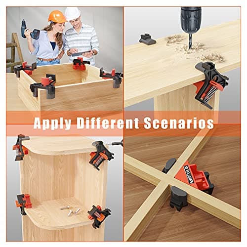WETOLS Corner Clamp for Woodworking, 90 Degree Right Angle Clamp, Wood Clamps, 4Pcs Adjustable Spring Loaded Woodworking Clamp, Gifts for Him, Birthday Gifts for Men, Photo Framing, Orange — view 6