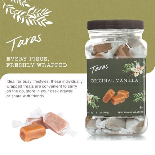 Taras Gourmet Vanilla Caramels | All Natural Candy | Creamy & Individually Wrapped with Real Butter (20 oz) — view 4