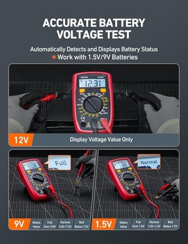 AstroAI Digital Multimeter Tester 2000 Counts with DC AC Voltmeter and Ohm Volt Amp Meter; Measures Voltage, Current, Resistance, Continuity and Diode, Black — view 2