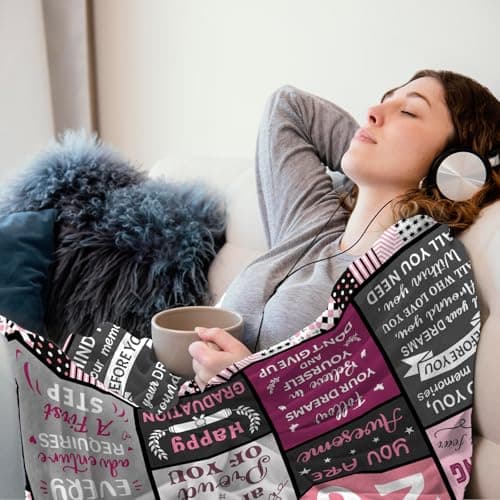 Graduation Gifts for Her Women - 50" X 60" Graduation Blanket 2026 Grad Gifts for High School College Masters Degree - Class of 2026 Graduate Gifts Ideas Blanket Pink — view 4
