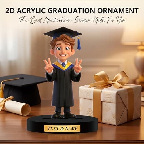 Custom Graduation Figures from Photo, Personalized 2026 Graduation Gifts Decorations, 2D Acrylic Figurine, Posable Figure, for Friends — view 3