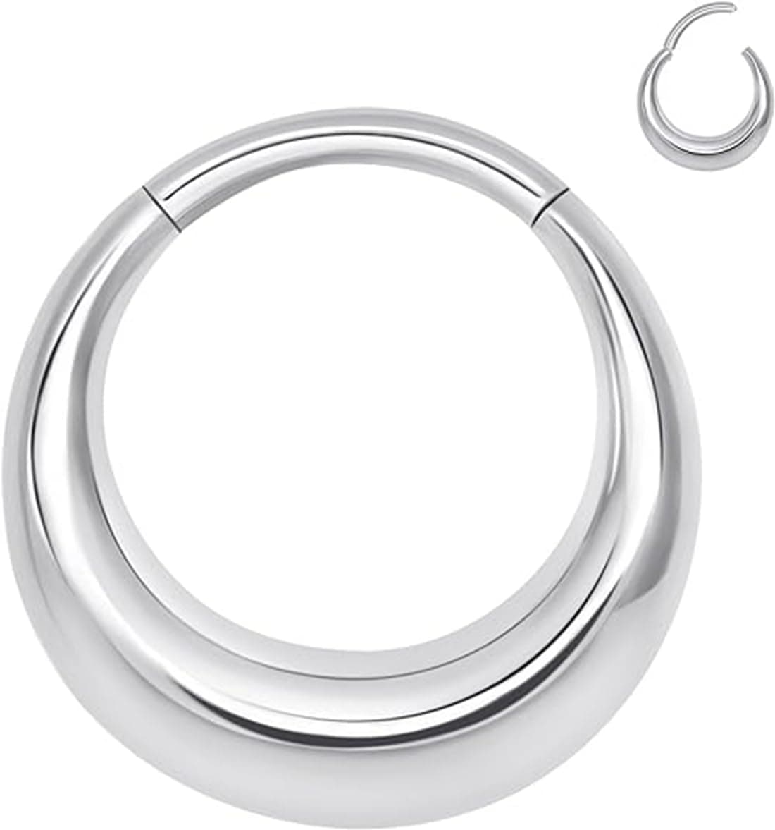 Yrogcu 20G 18G 16G 14G Single/Double Hoop Stainless-Steel Seamless-Hinged-Piercing Segment-Clicker Nose-Ring-Hoop : Diameter 6mm 8mm 10mm 12mm Cartilage Earrings — view 18