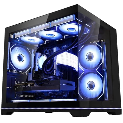 HELLOLAND Ocean Park Gaming PC Desktop- AMD Ryzen 7 9800X3D 8-Core 4.7GHz- RX 9070 XT 16GB- 32GB DDR5 6000MHz RAM-1TB PCIe SSD- 850W PSU- 360mm AIO & APP RGB Fan Control- WiFi + BT - Win 11 -Black — view 3