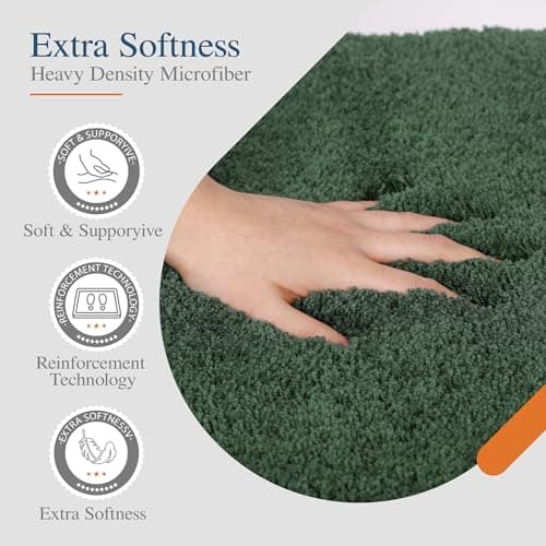 Walensee Large Bathroom Rug (24 x 48, Hunter Green) Extra Soft and Absorbent Shaggy Bathroom Mat Machine Washable Microfiber Bath Mat for Bathroom, Non Slip Bath Mat, Luxury Bathroom Floor Mats