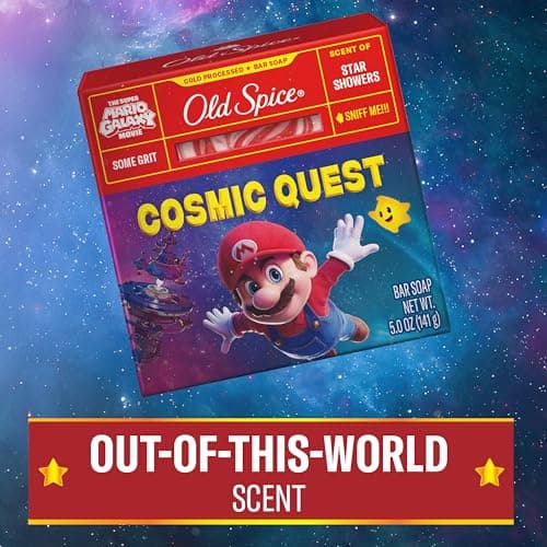 Old Spice Bar Soap for Men, x The Super Mario Galaxy Movie, Cold Pressed with Grit, Made with Natural Oils & Plant Based Cleanser, Star Showers with Juicy Pear & Cedarwood Scent, 5.0 oz — view 6