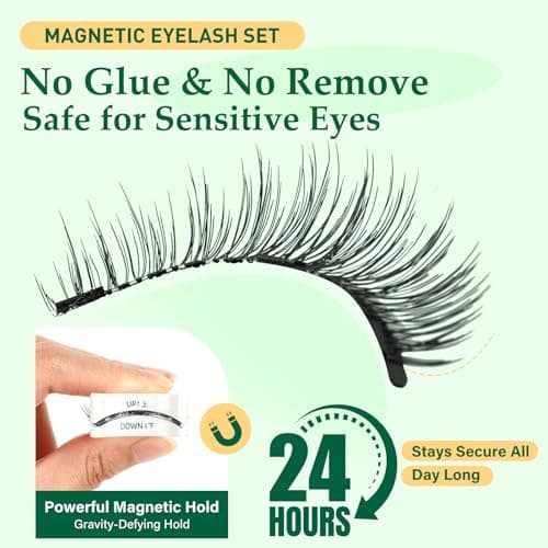 KEYYOU Daily Wear Reusable Magnetic Eyelashes 2 Pair with Applicator No Glue Needed 3D Natural Magnetic Lashes, Easy to Apply & Long Lasting for Daily Use & Events(A01+A02) — view 4