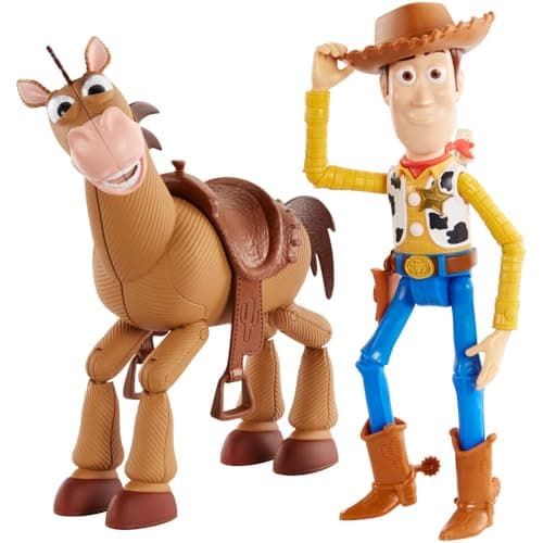 Mattel Disney Pixar's Toy Story 4 Woody and Bullseye 2-Character Pack, Movie-inspired Relative-Scale for Storytelling Play