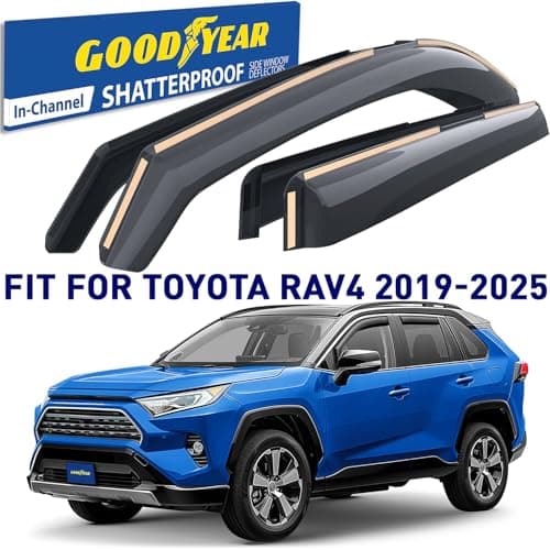Goodyear Shatterproof in-Channel Window Deflectors for Toyota RAV4 2019-2025, Rain Guards, Window Visors for Cars, Vent Deflector, Car Accessories, 4 pcs - GY007771