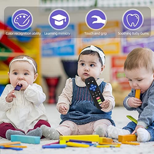 Chuya Baby Teether Toy Chew Toy for Babies 3-24 Months TV Remote Control Shape Teething Relief Baby Toys for Infants (Black) — view 6