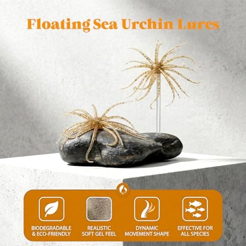 WATNTOW 2PCS Sea Urchin Fishing Lures, Soft Plastic Bass Fishing Bait, Lure Bait for Black Pits, Artificial Creature Urchin Baits Lures for Bass, Freshwater & Saltwater