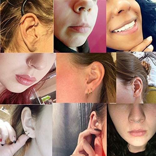 8mm Septum Ring Silver Nose Rings Hoop 18 Gauge Nose Hoop Helix Daith Tragus Earrings Hinged Segment Septum Clicker Lip Rings 18g Cartilage Earring Nose Piercing Jewelry Surgical Steel — view 5