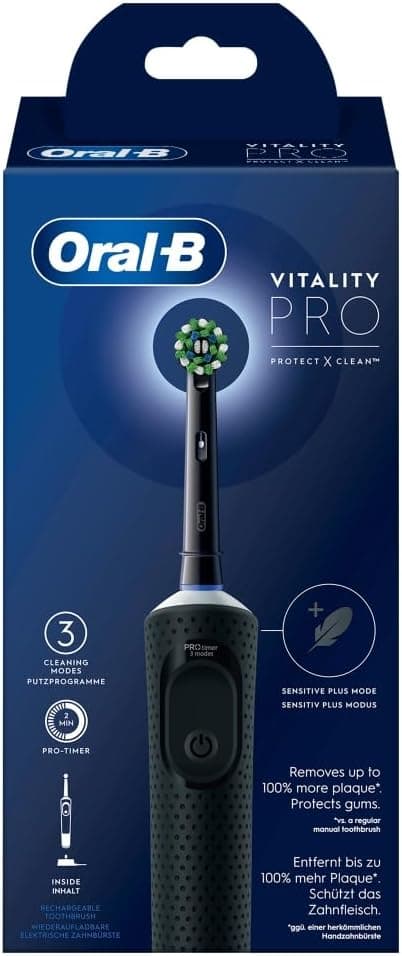 Oral-B Vitality Pro Cepillo de Dientes Eléctrico con Mango Recargable y 1 Cabezal, Diseñado Por Braun, Regalos Originales - Negro — view 3
