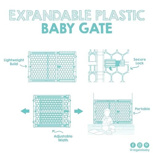 Regalo Easy Fit Plastic Adjustable Extra Wide Baby Gate, Award Winning Brand, 23 Inches Tall, Fits Openings Between 28 to 42 Inches, Pressure Mounted — view 8