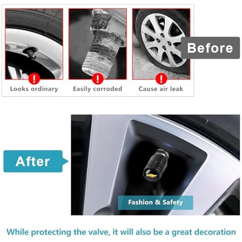 camfeast 4pcs Tire Valve Stem Caps, Compatible with Chevrolet Chevy Series Stem Cap Universal Car Air Cover Car Accessories for Cars, SUV, Truck, Motorcycles Black — view 4