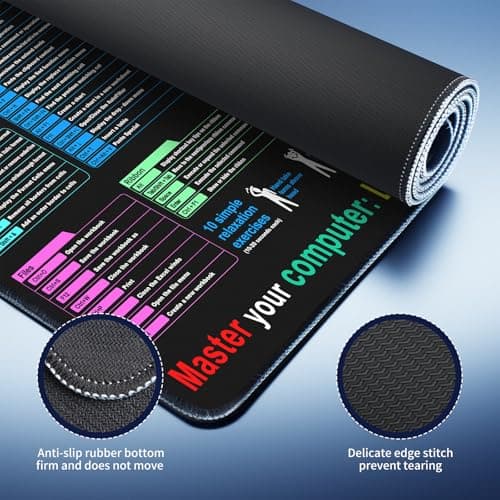 Excel Cheat Sheet Desk pad—Contains 12 Types of Common Skills in Excel and Word|Large XL Size（31.5 * 11.8 inch）|Desk mat for Keyboard and Mouse|Work、Study、Gaming Mouse pad|Waterproof、Anti-Slip — view 5