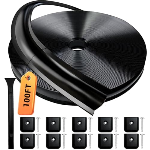 1” RV Trim Molding Insert, 100 Ft Heavy Duty RV Weather Stripping Exterior, Vinyl Rubber Seal Strip Includes End Caps, Screw Cover Trim for Camper Travel Trailer, Black