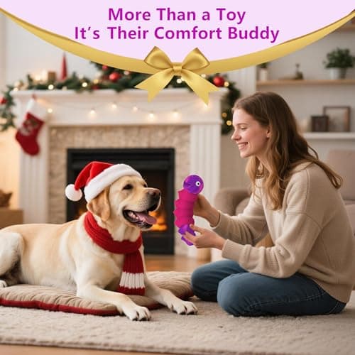 FurtasticFinds Indestructible Dog Toys for Aggressive Chewers, Tough Chew Proof Toy for Large Dogs, Squeaky Rubber Chew Toy with Beef Flavor for Boredom & Anxiety Relief (Purple&Hot Pink) — view 5