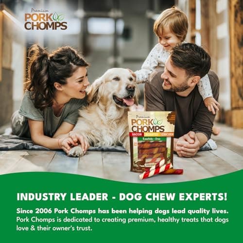 Pork Chomps Baked Pork Skin Dog Chews, 6 Inch Twists, 24 Count - Assorted Flavors - Long-Lasting Treats for Dogs - High Protein, Rawhide-Free, Low Fat, Healthy & Delicious Chews — view 5