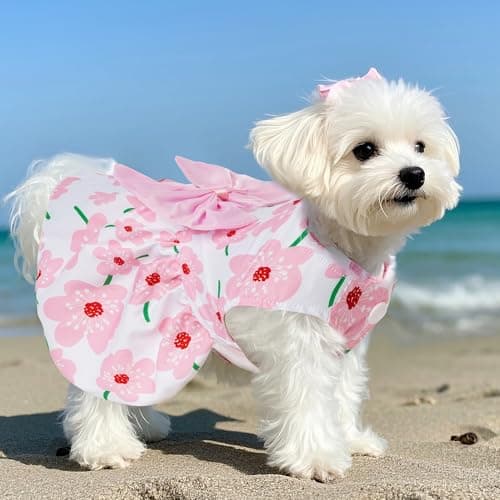 choyaxo Floral Dog Dress Cute Dog Skirt Pet Dress Summer Pet Clothes for Puppy Small Cats — view 3
