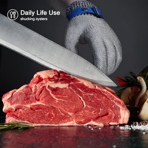 ZEEGO ANSI A9 Cut Resistant Glove, Food Grade Stainless Steel Mesh Metal Glove, Suitable for Mandoline, Kitchen Cooking,Butcher Meat Cutting and Oyster Shucking(Large Size) — view 2