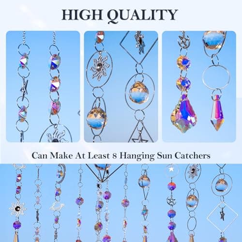 JADVY 310 Pcs DIY Crystal Sun Catchers Indoor Window, Hanging Prism Suncatcher for Window, Silver DIY Suncatcher Kit, Glass Crystal Alloy Accessories Sun Catcher Crafts for Adult, DIY for Mom… — view 4
