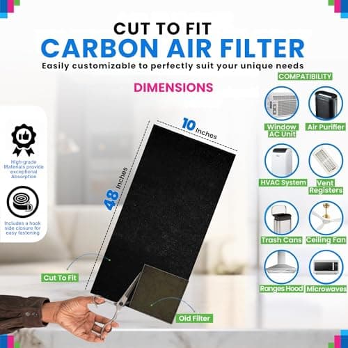 Bagean Cut to Fit Activated Carbon Filter Sheet 10” x 48” Carbon Air Filter — view 2