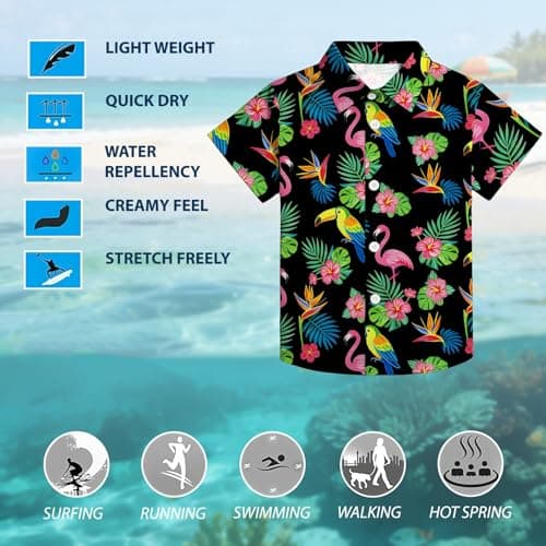 QAUN Hawaiian Shirt for Kids Boys Hawaiian Shirts Summer Button Down Shirt Cusual Tops 5-14 Years — view 3