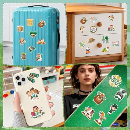 Vemfare Cute Girl Camping Stickers -100 Pcs Cartoon Girl Stickers, Travel Vinyl Waterproof Decals for Scrapbook Water Bottle Skateboard Laptop Journal, Party Favor Decor Supplies — view 5