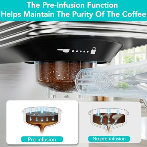 Espresso Machine 20 Bar, Stainless Steel Espresso Maker with Stainless steel Steam Milk Frother, Compact Coffee Machine with 45oz Removable Water Tank, for Cappuccino,Latte&Cold Brew Home&Office — view 6