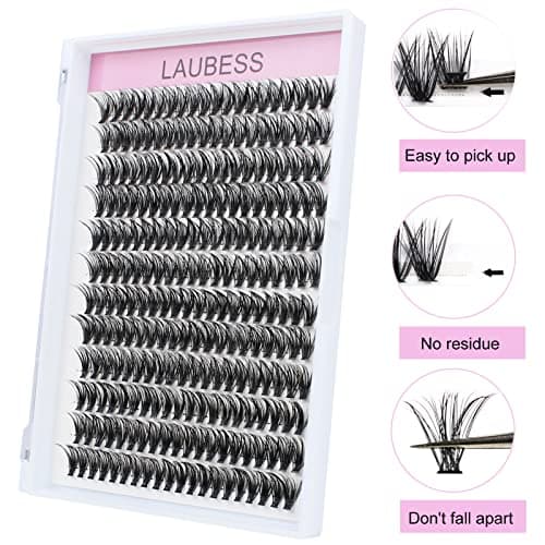 Lash Clusters LAUBESS Eyelash Clusters D Curl Cluster Lashes Mixed Tray Individual Lashes DIY Lash Extensions (40D-0.07D-9-16mm) — view 5